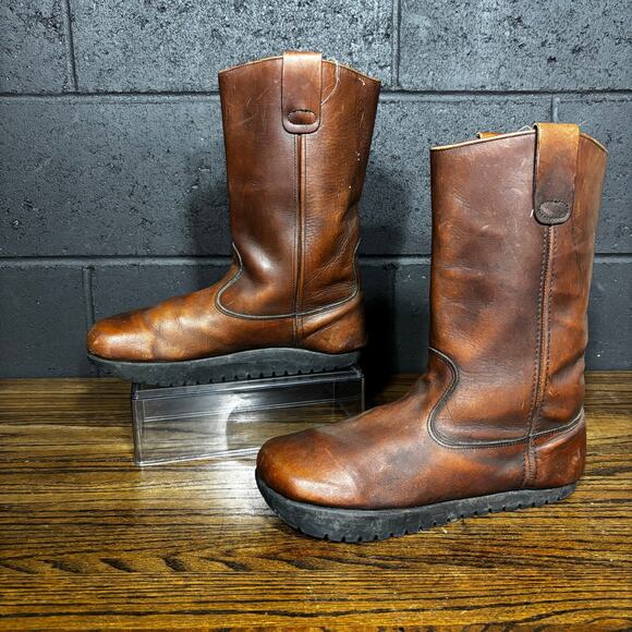 Vintage Earth Shoe Negative Heel Engineer Boots Brown Leather USA Made Men’s 9 main image 8